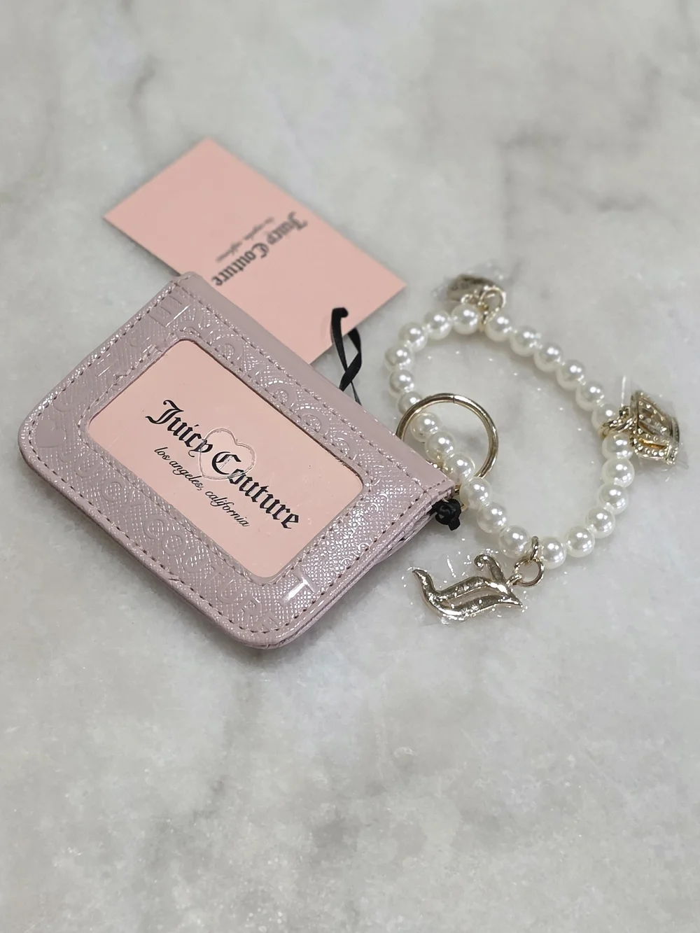 NWT Juicy Couture Bracelet & Card Case Set Dusty Blush Pink